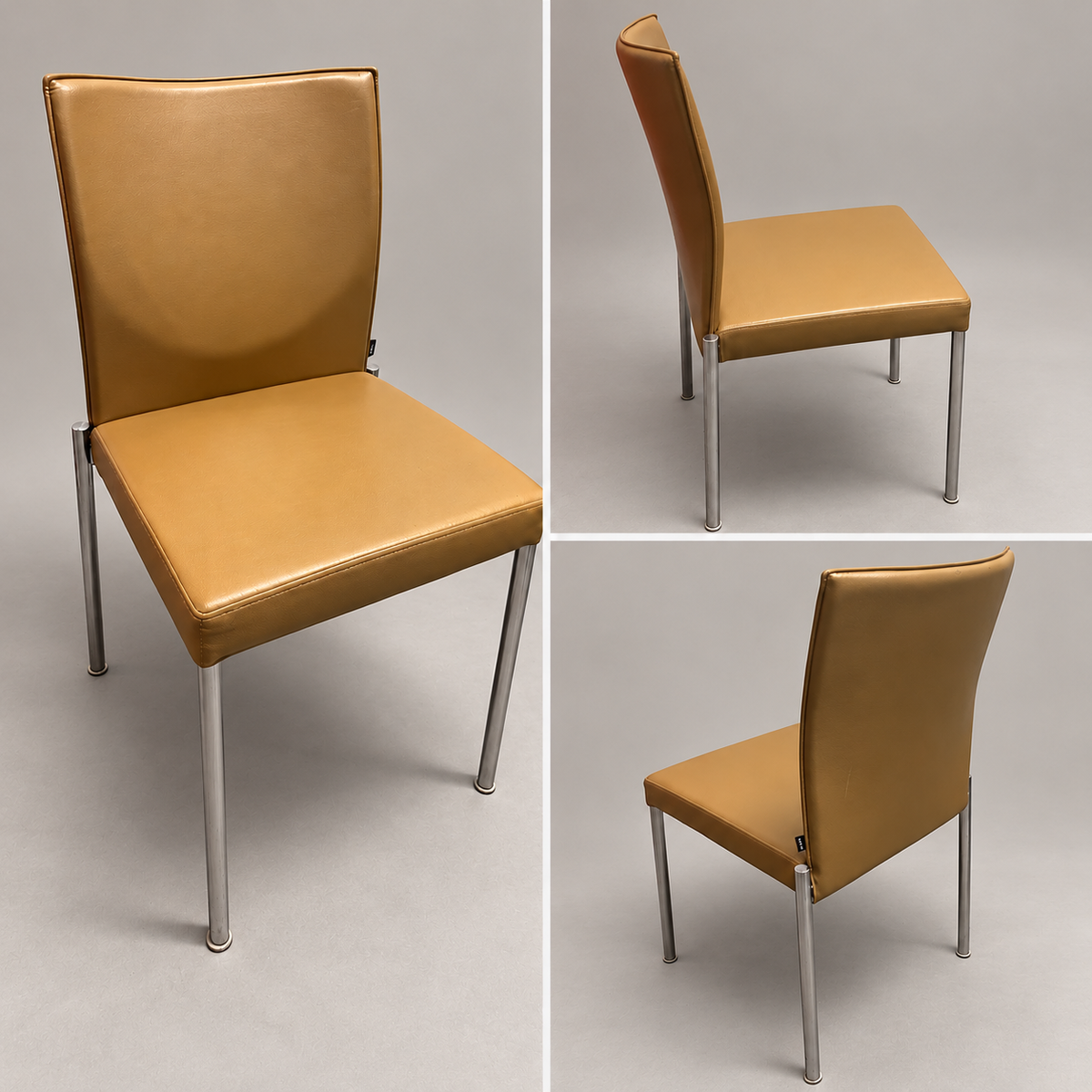 KFF chair three-view collage; edited studio background; originals retained