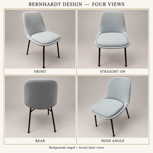 Four actual chair views with digitally staged neutral backgrounds