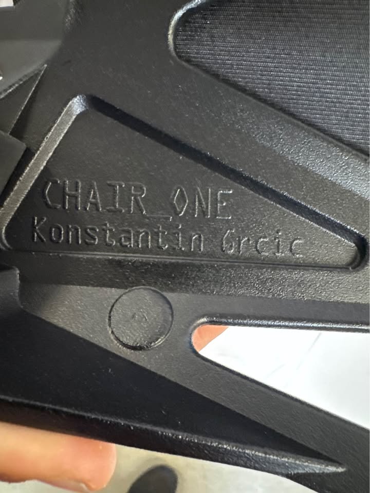 Actual underside marking — Chair One by Konstantin Grcic