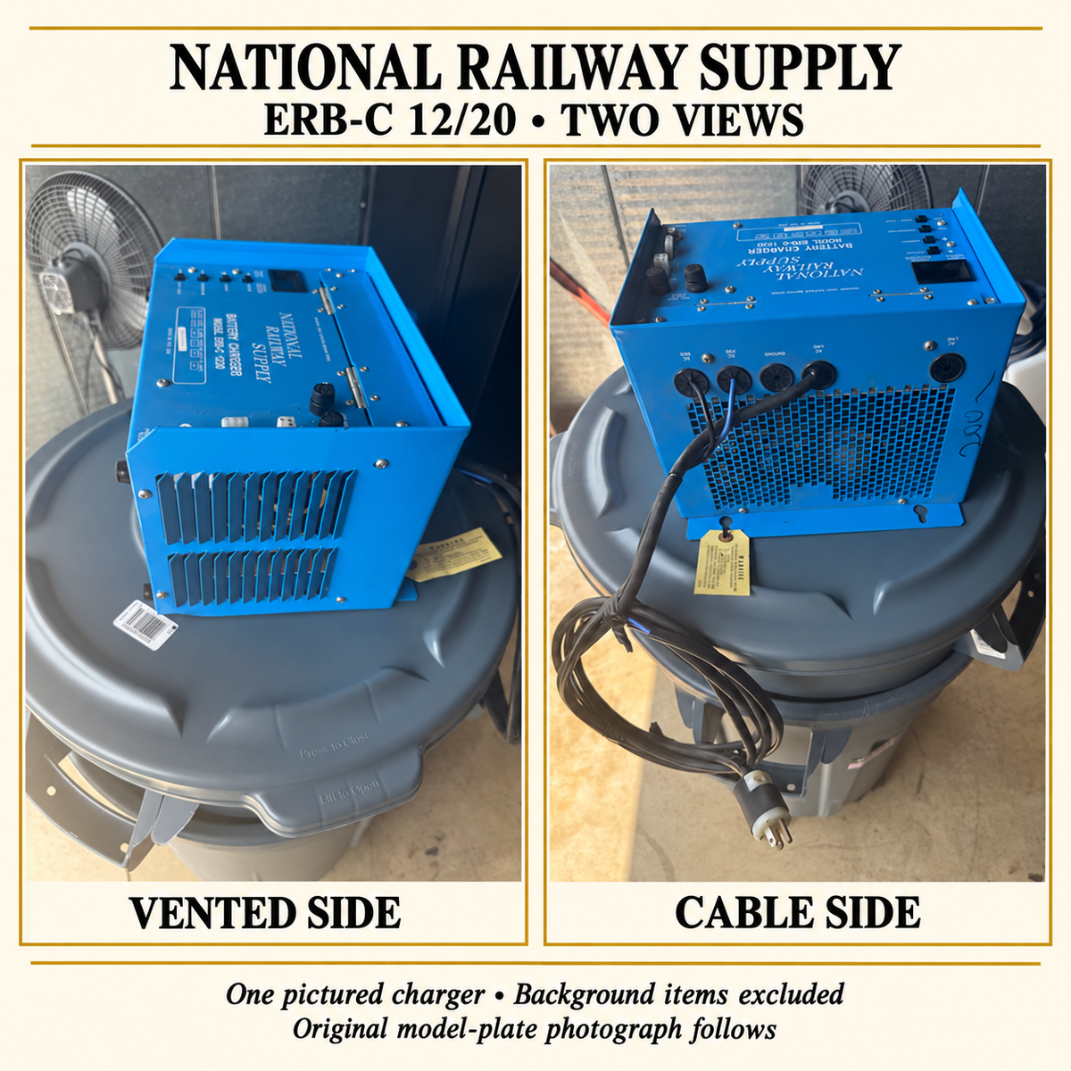 National Railway Supply ERB-C 12/20 charger exact-unit presentation collage