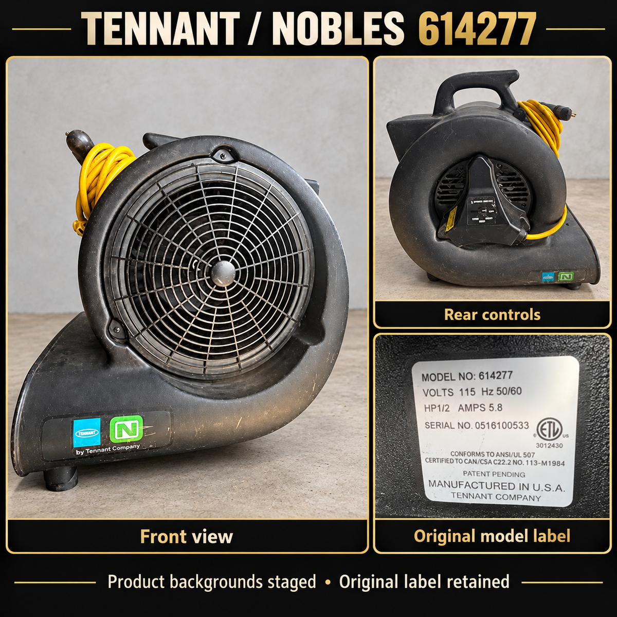 Tennant Nobles 614277 collage view; product background staged; visible wear retained