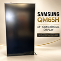 Samsung QM65H 65-inch commercial display staged hero; no floor stand included