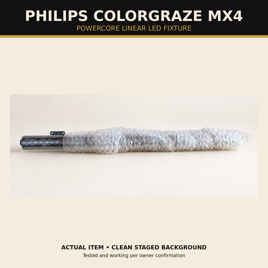 Philips ColorGraze MX4 actual wrapped fixture hero; staged neutral background