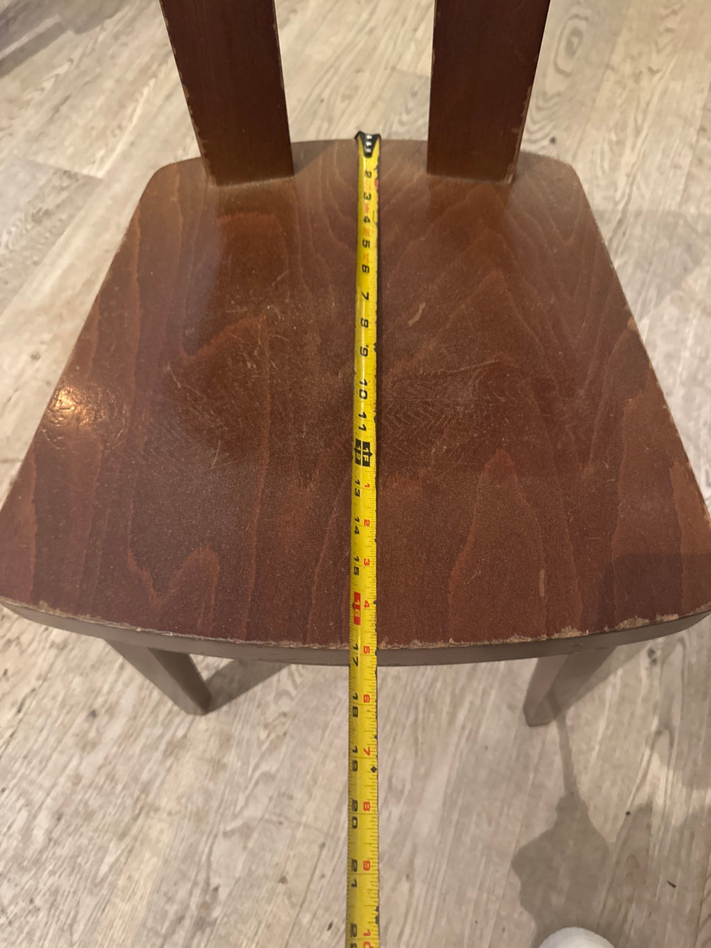 Original chair seat-depth tape photo; read actual tape and confirm selected chair.