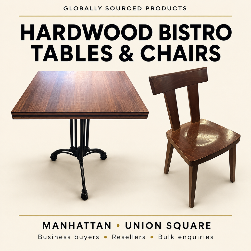 Edited presentation of owner-supplied bistro table and chair; review originals for condition.