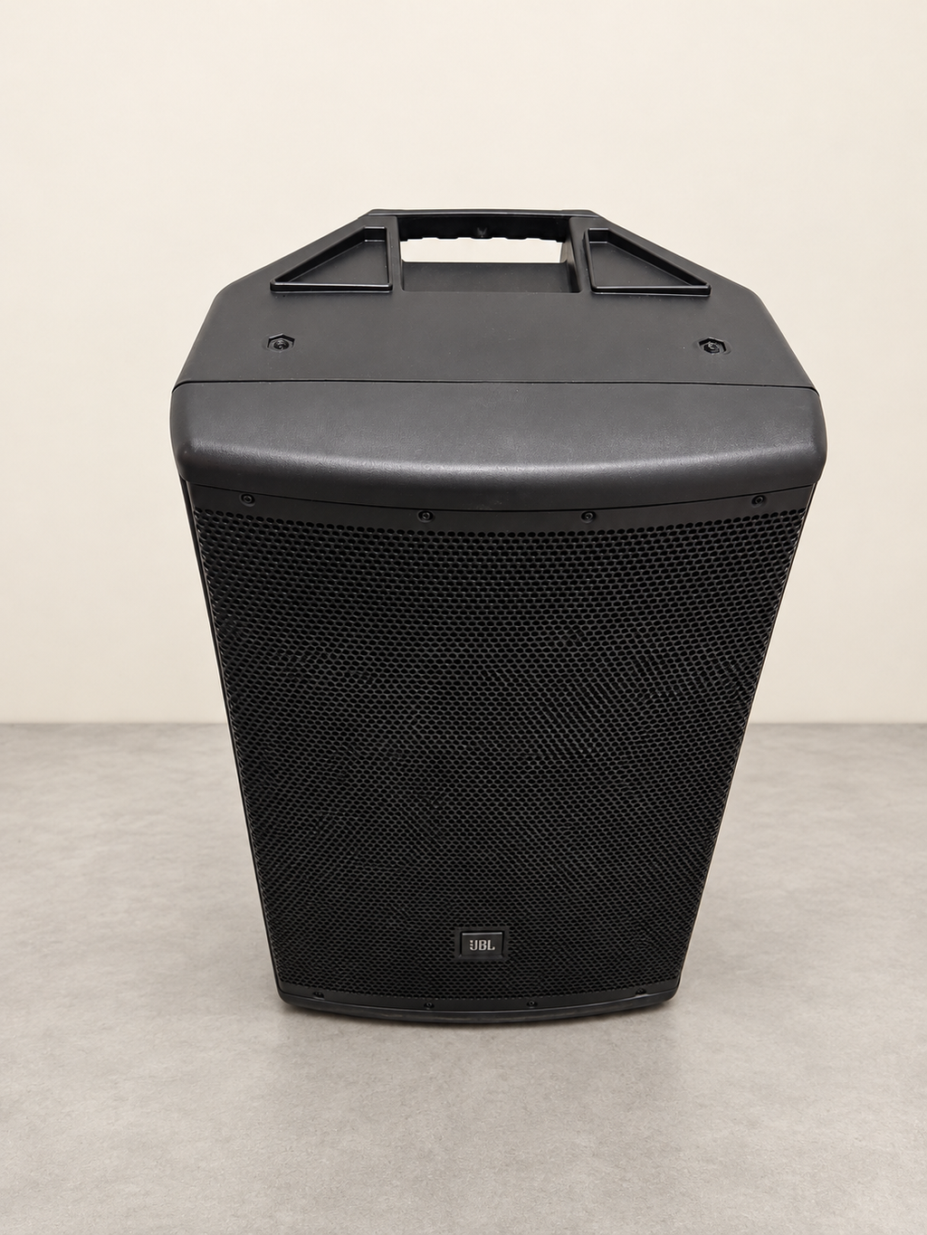 Front view of an actual JBL EON615 speaker on a clean staged neutral background.