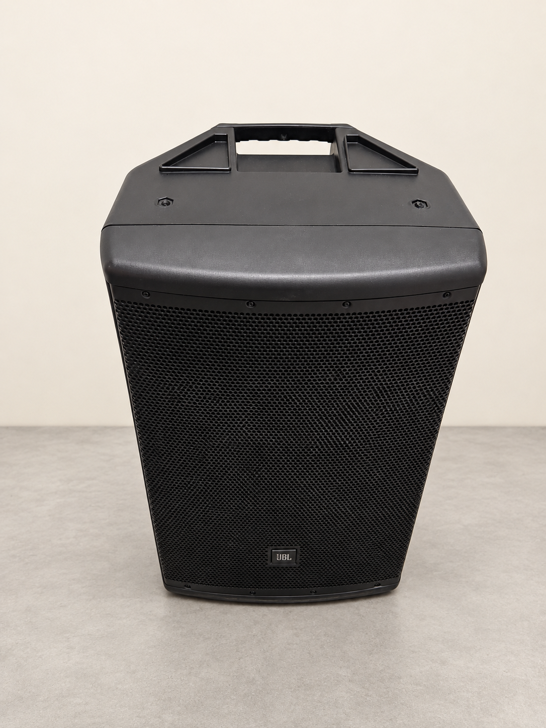 Front view of an actual JBL EON615 speaker on a clean staged neutral background.
