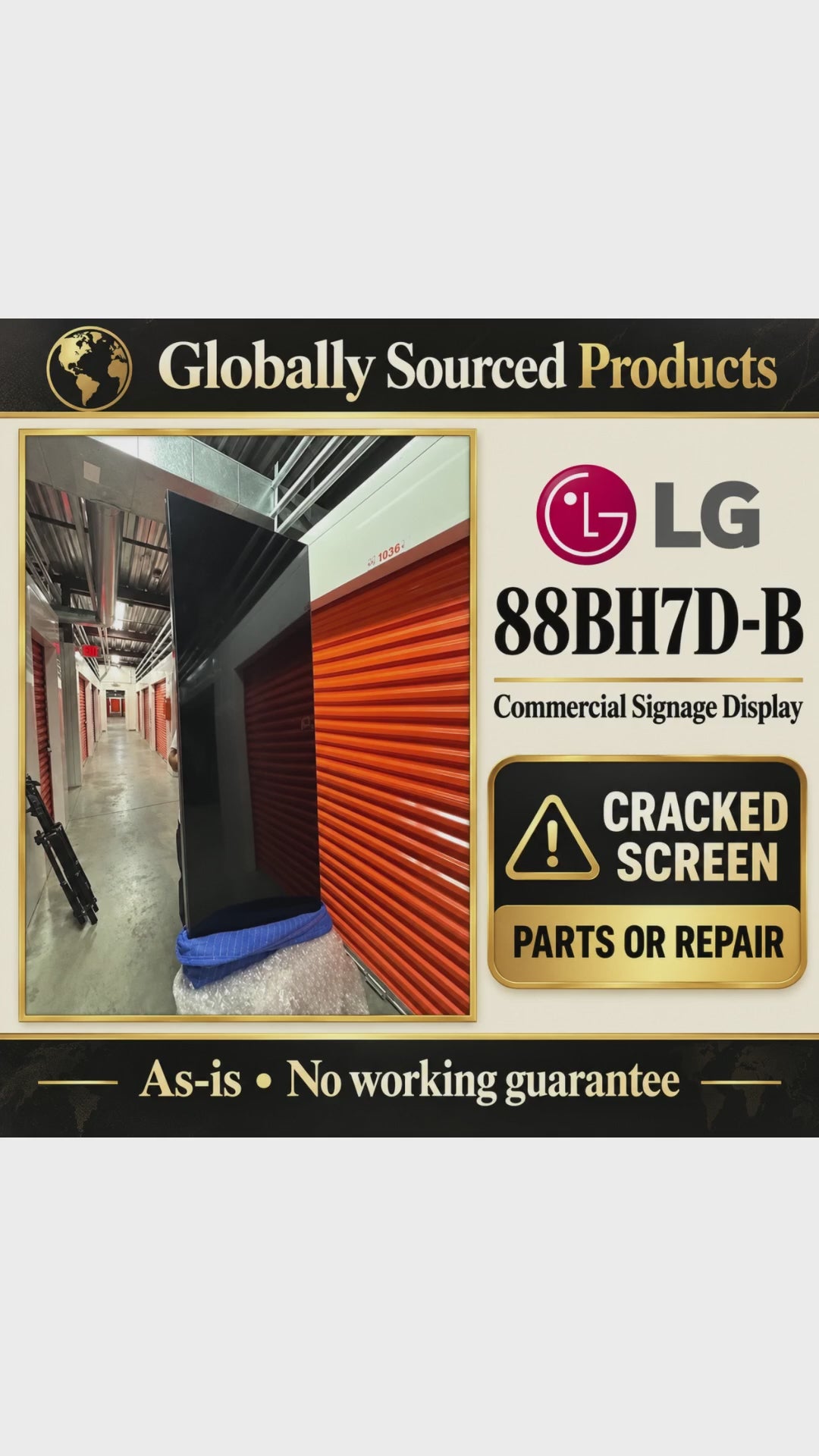 LG 88BH7D-B cracked-screen parts-or-repair display video using accepted exact-item imagery